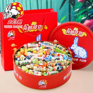 年货大白兔奶糖高档圆形马到成功春节礼物送朋友多种口味糖果礼盒