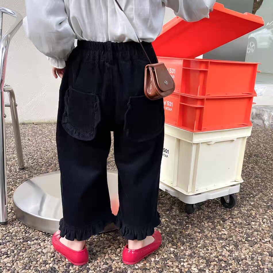 女童加绒裤子25冬季新款韩版时尚宝宝灯芯绒加厚宽松洋气外穿长裤