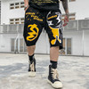 summer personality student Guochao sweatpants  Korean Edition Hip hop Loose 5 Five point pants Trend Easy motion trousers