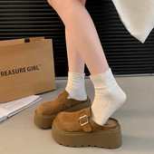 潮外穿无跟单鞋 包半拖鞋 女2025春季 小个子松糕厚底8cm勃肯鞋