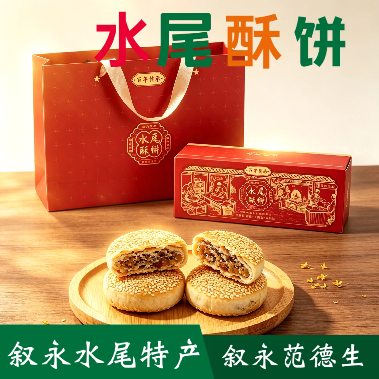 范德生叙永水尾月饼椒盐火肘月饼酥饼火腿酥饼老牌子泸州叙永礼盒
