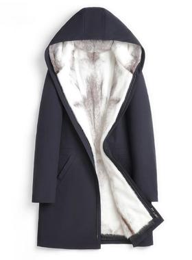 2024新款毛袖可脱卸水貂内胆派克服男连帽皮毛一体环保皮草尼克服