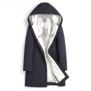 2024新款 可脱卸水貂内胆派克服男连帽皮毛一体环保皮草尼克服 毛袖
