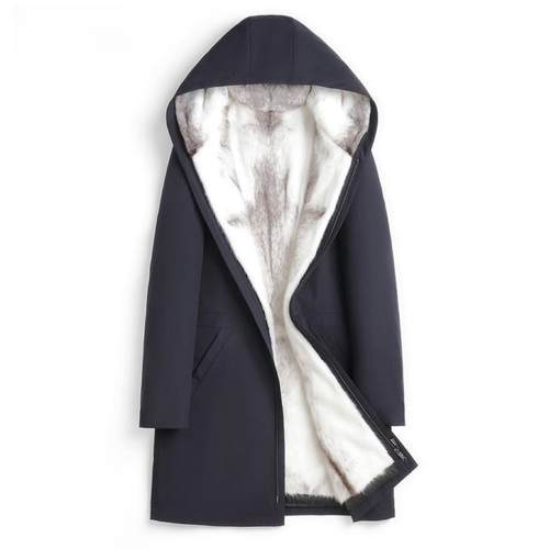 2024新款毛袖可脱卸水貂内胆派克服男连帽皮毛一体环保皮草尼克服