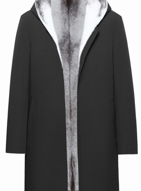 男士中长款加厚保暖十字貂环保水貂可拆卸内胆派克服毛袖连帽外套