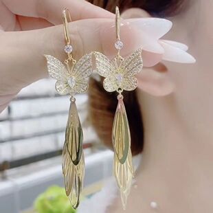 韩国小众设计感气质蝴蝶流苏耳环高级感个性时尚网红耳坠独特耳饰