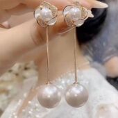 超仙珠珠水钻花朵流苏耳环法式 气质百搭耳饰 复古耳钉轻奢小众个性