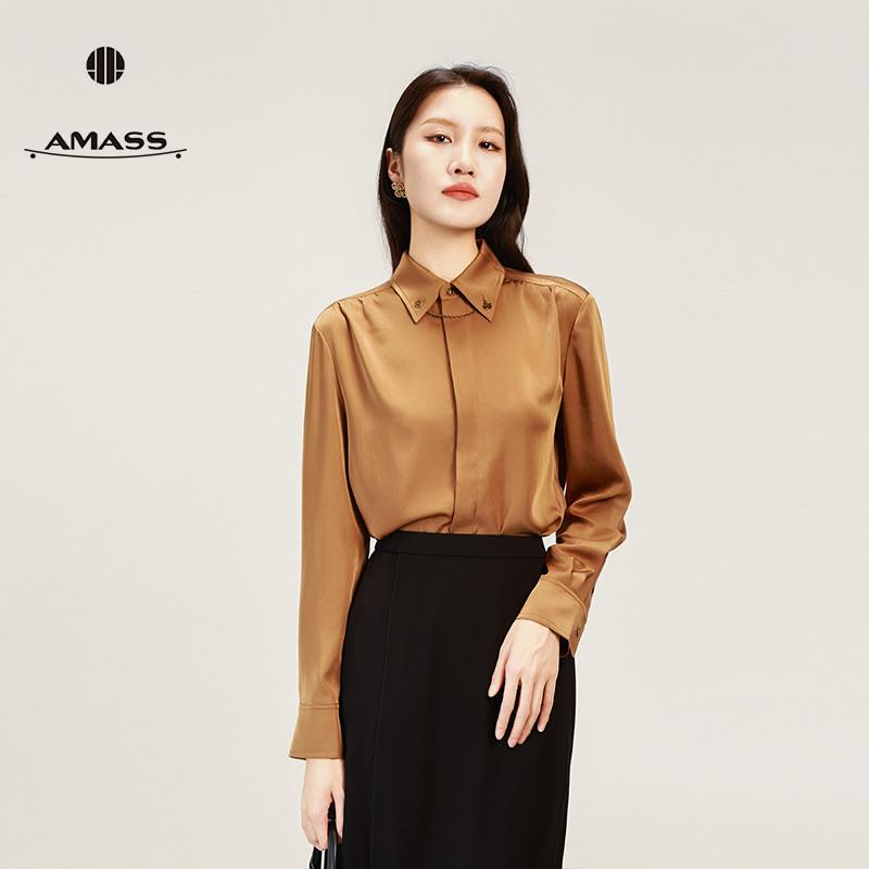 AMASS/阿玛施女装新款简约轻职风长袖衬衫小众时尚衬衫5300988