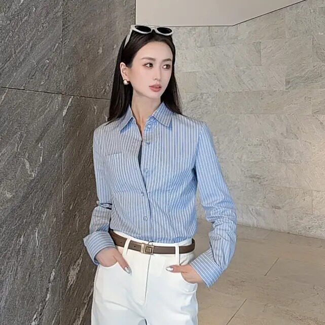 阿玛施女款2026衬衣新款上衣洋气显瘦时尚长袖衬衫530022