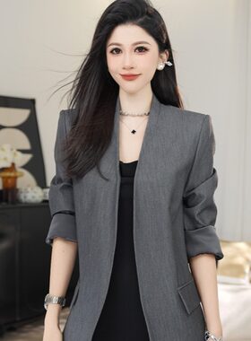 AMASS/阿玛施早秋新款高级感时尚轻职风气质百搭西装外套女540064