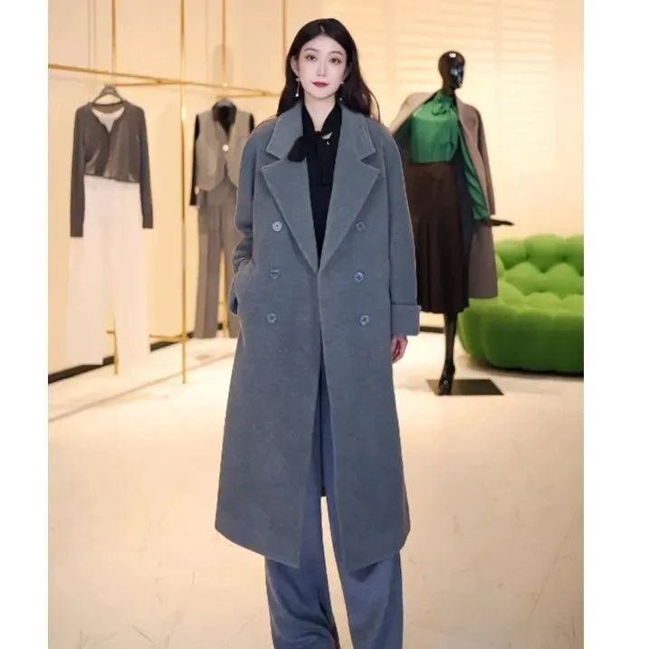 AMASS/阿玛施秋冬新款双排扣设计气质廓形羊毛中外套衣服5400861