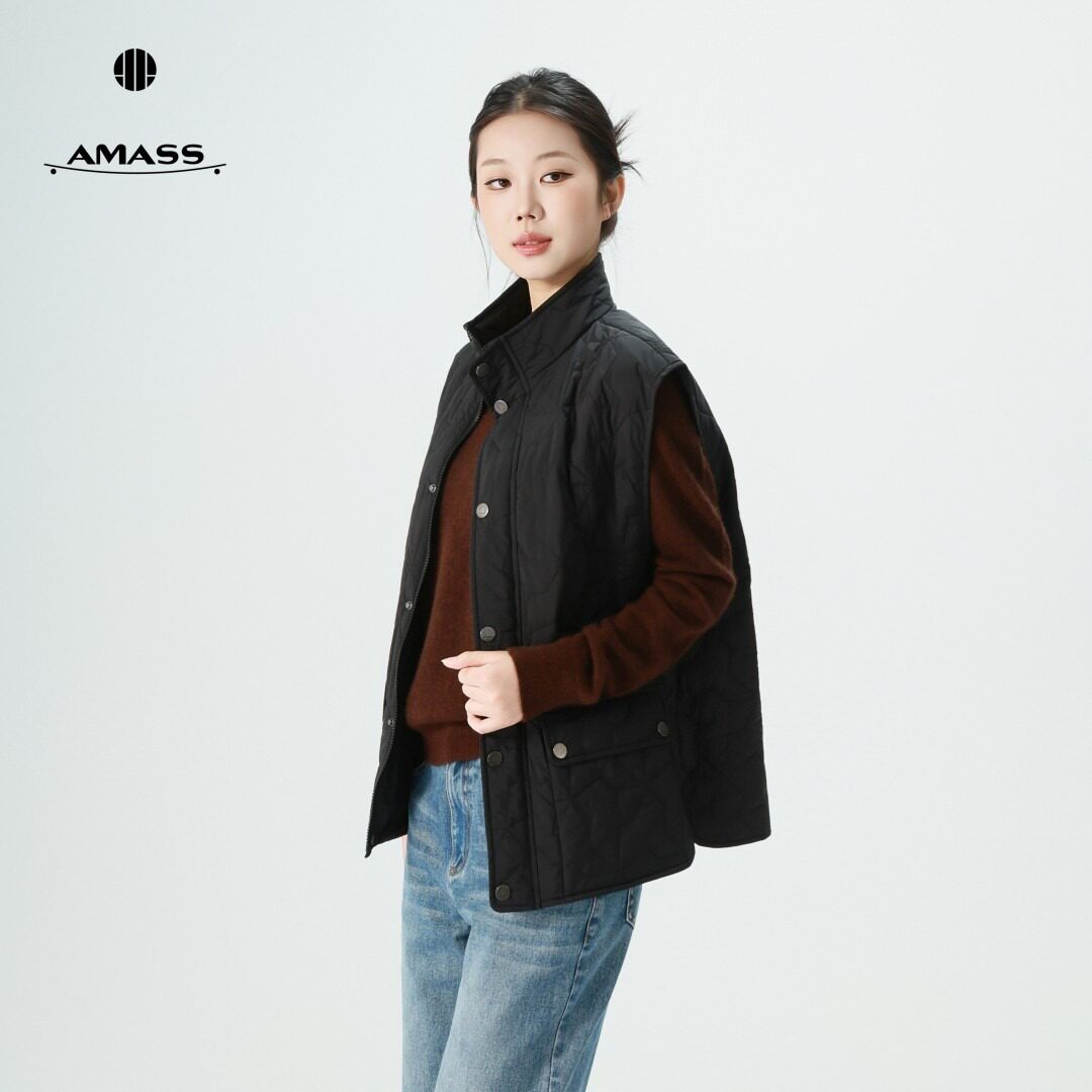 AMASS/阿玛施【官方正品】新款轻奢休闲工装风潮流立领百搭黑色马