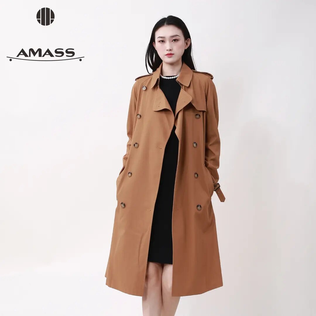 阿玛施AMASS新款女装百搭气质经典时髦气质中长款风衣外套5400805