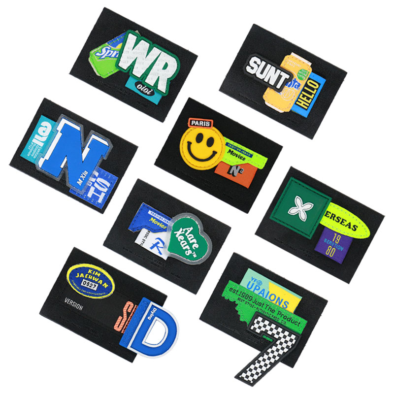 高档服装皮标牌个性潮牌时尚衣服装饰标破洞修补贴标滴塑pu皮布标