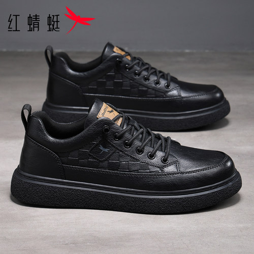 红蜻蜓高级感痞帅板鞋男休闲皮鞋