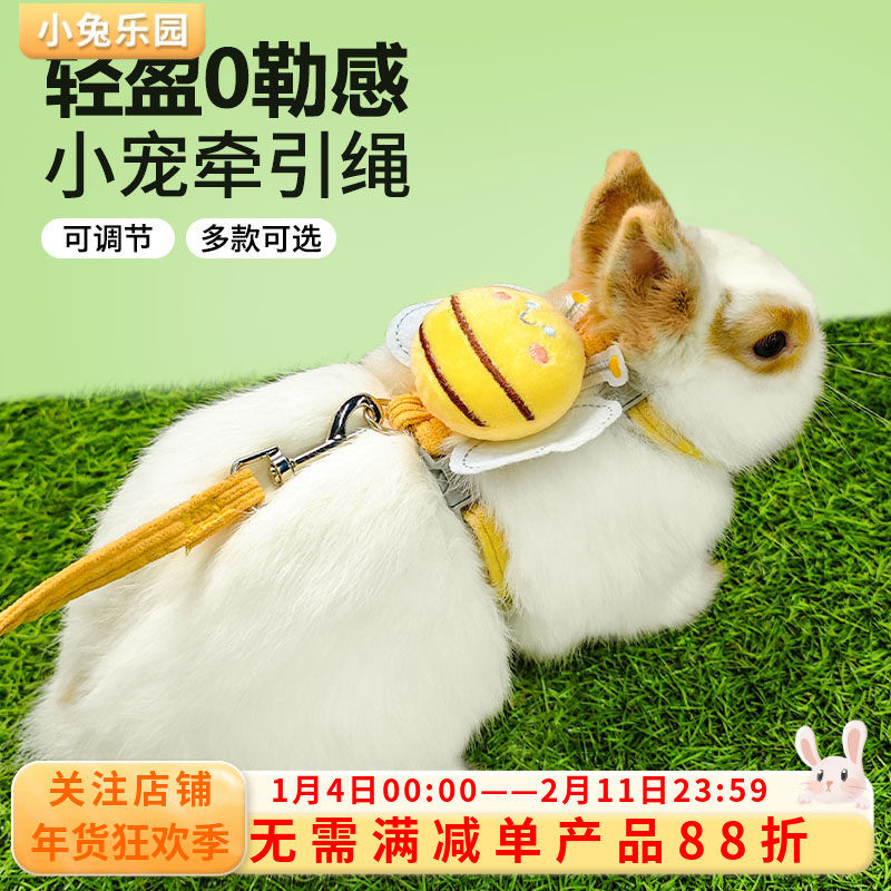 兔子牵引绳遛兔绳可调节背心式兔绳子防挣脱拴兔绳兔子外出绳用品,宠物/宠物食品及用品,兔绳,淘宝优惠券,粉丝福利购,淘宝优惠卷