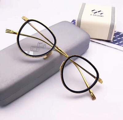 复古纯钛椭圆近视眼镜框