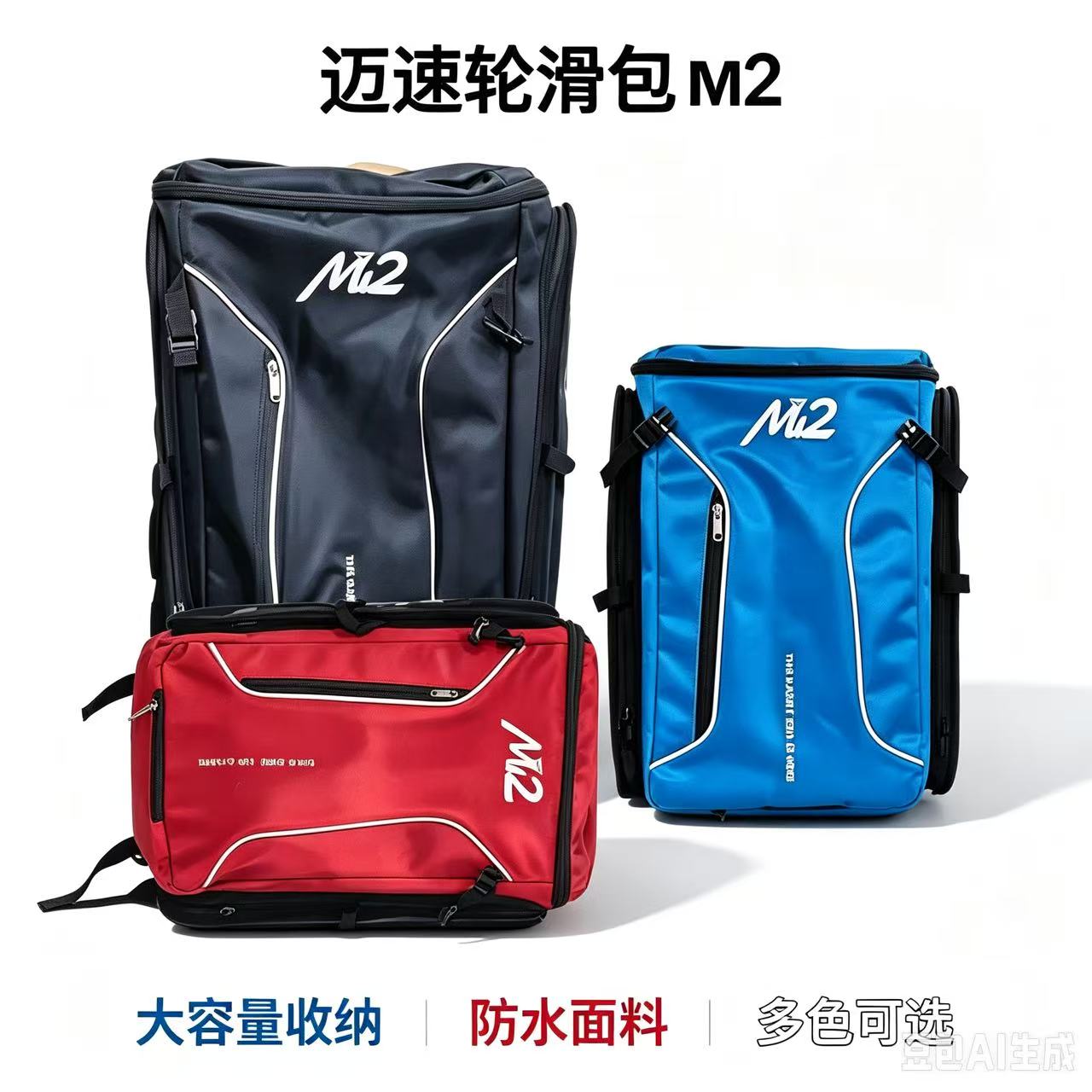 MI2速滑包迈速轮滑包双肩背包男女轮滑包轮滑鞋专用背包儿童背包