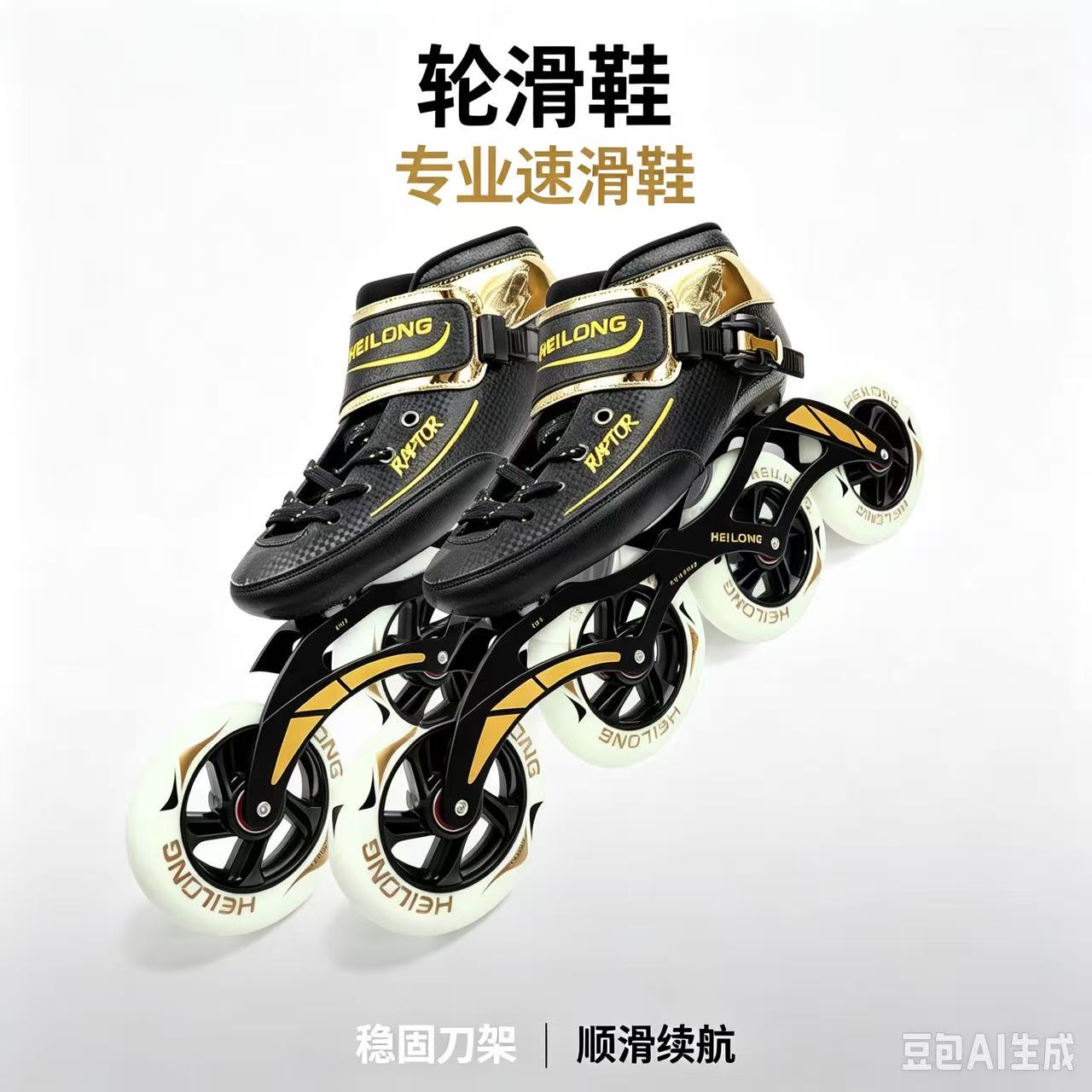 黑龙专业竞速轮滑鞋 溜冰鞋 比赛专用速度轮滑鞋 大轮碳纤维轮滑