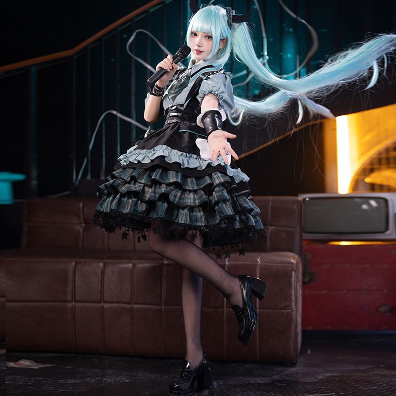 初音未来cos服印象款女款Lolita万圣节洛丽塔漫展扮演套装