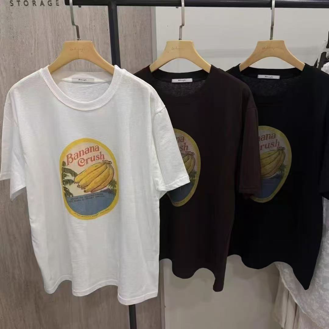 现货速发韩国东大门代购dohwaji2025夏季新款宽松印花香蕉短袖T恤