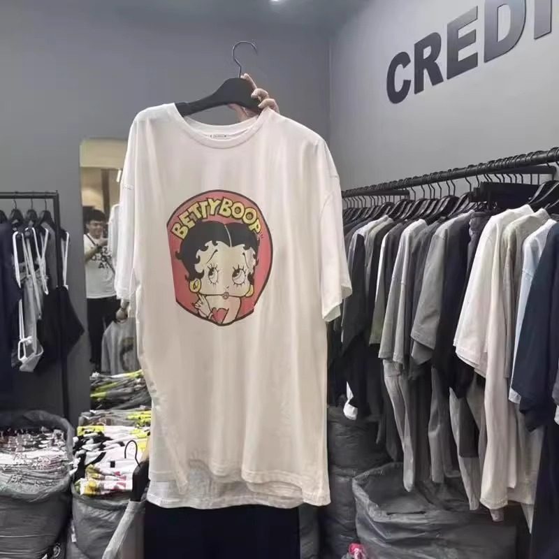 现货速发credito韩国东大门代购女2025夏卡通贝蒂印花休闲短袖T恤
