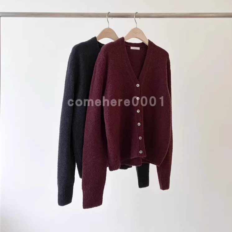 现货速发韩国东大门代购ounce2025冬季新款纯色显瘦V领针织开衫