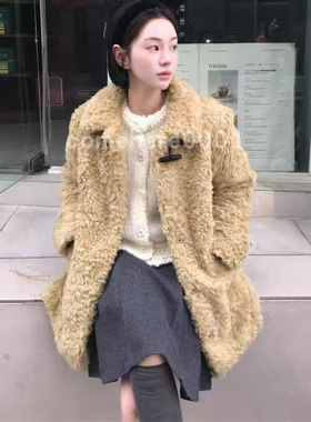 现货速发韩国东大门代购objet2025冬季新款宽松翻领毛绒绒外套女