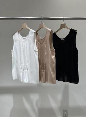 现货速发韩国东大门statement2025夏季新款圆领褶皱无袖休闲背心