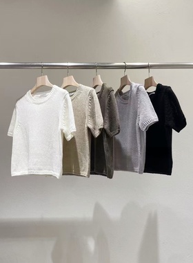 现货速发韩国东大门代购statement2025夏季新款圆领短袖针织毛衣