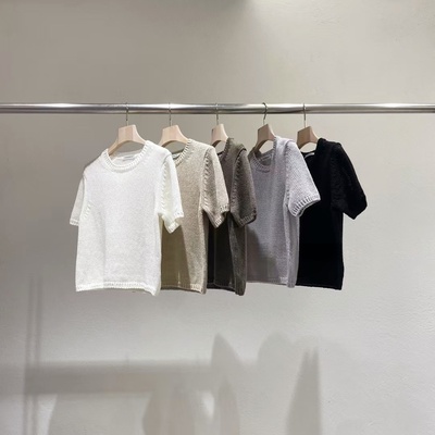 现货速发韩国东大门代购statement2025夏季新款圆领短袖针织毛衣