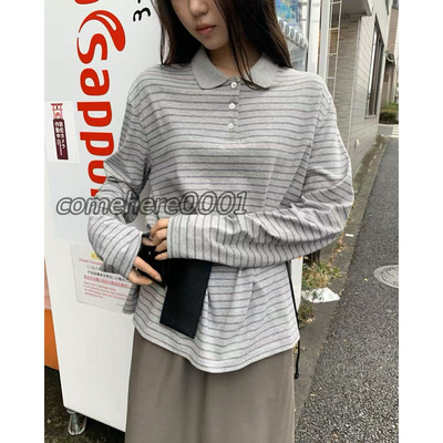 现速发韩国东大门代购mohhe2026春季新款翻领系扣宽松长袖上衣