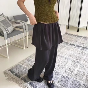 现货速发韩国东大门代购breathe2025夏季新款褶皱裙围直筒裙裤