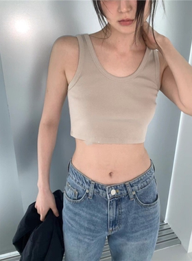 现货速发~mohhe韩国东大门代购女2024春夏时尚简约打底吊带背心