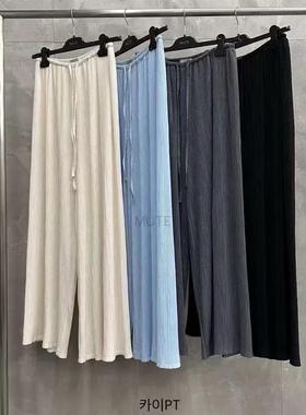 现货速发韩国东大门代购mute2025夏季新款褶皱薄宽松阔腿休闲裤