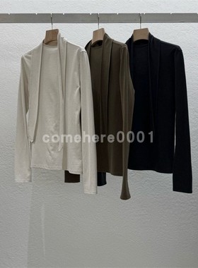 现货速发韩国东大门代购statement2025秋季新款设计飘带长袖上衣