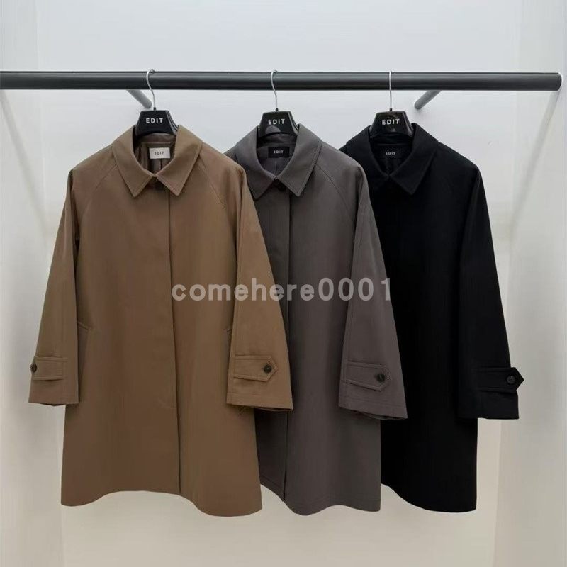 现货速发韩国东大门代购edit2025秋季新款插肩袖中长款风衣外套
