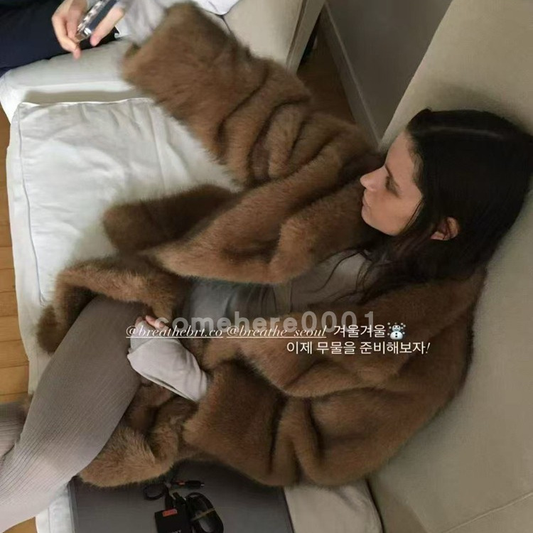 现货速发韩国东大门代购breathe2025秋冬新款毛毛外套环保皮草