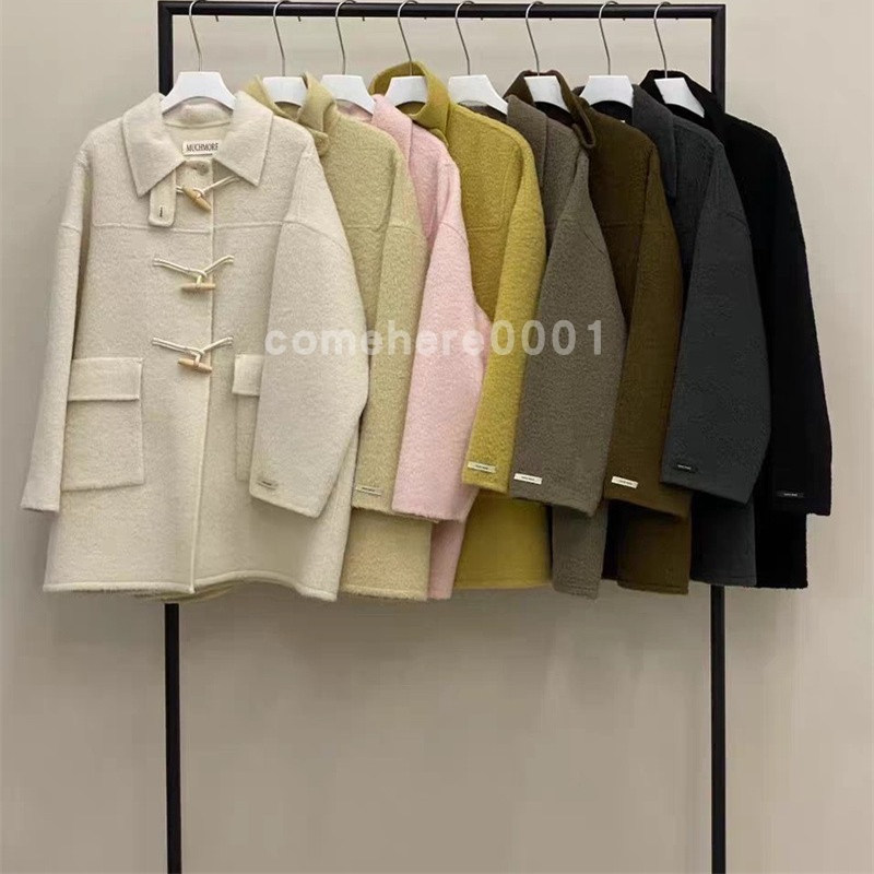 现货速发韩国东大门代购MUCH MORE2025冬季新款牛角扣羊毛大衣