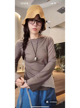 现货速发韩国东大门代购statement2025夏新款木耳边吊带+长袖T恤