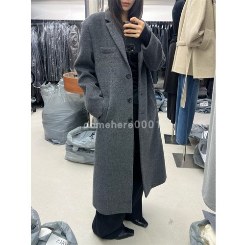 现货速发韩国东大门代购Novus2025秋冬新款气质纯色长款毛呢大衣