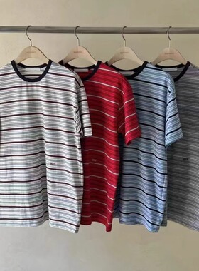 现货速发韩国东大门代购self service2025夏季新款圆领条纹T恤