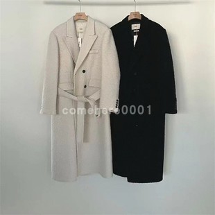 翻领纯色腰带大衣外套 新款 现货速发韩国东大门代购 femme2025冬季