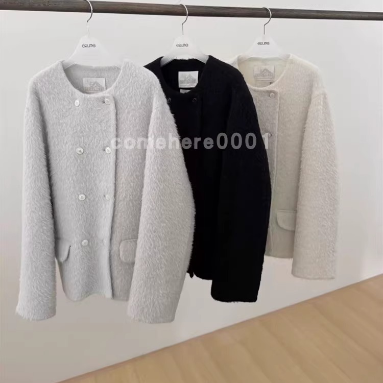 现货速发韩国东大门代购ERUME2025冬季新款温柔双排扣软糯大衣女