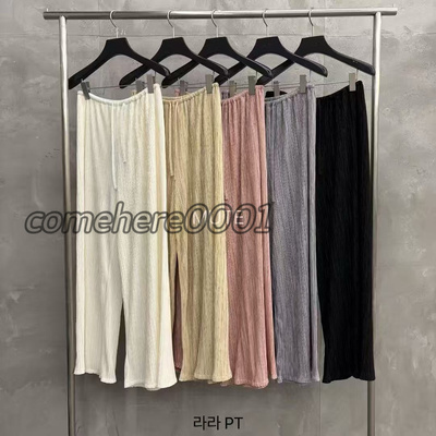 现速发韩国东大门代购mute2026春夏新款简约松紧腰褶皱宽松休闲裤