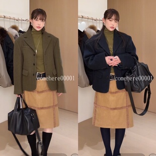 现货速发韩国东大门代购breathe2025秋冬新款设计褶皱花边包臀裙