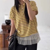 more than yesterday2025夏季 现货速发韩国东大门代购 新款 条纹T恤