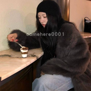 新款 FLAT2025冬季 环保皮草外套 LONDON 现货速发韩国东大门代购