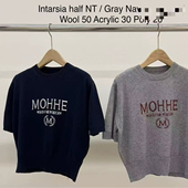 韩国东大门代购 针织上衣女 休闲字母刺绣短袖 mohhe2025秋季 新款