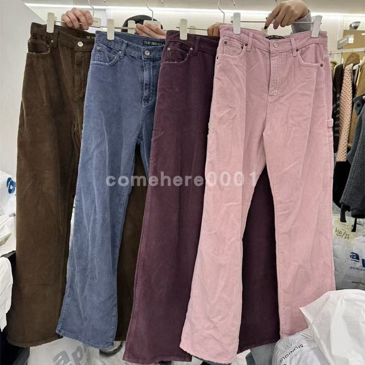 现货速发韩国东大门代购breathe2025冬季新款侧口袋灯芯绒休闲裤